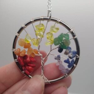 Assorted Crystal Chakra Tree of Life Statement Necklace