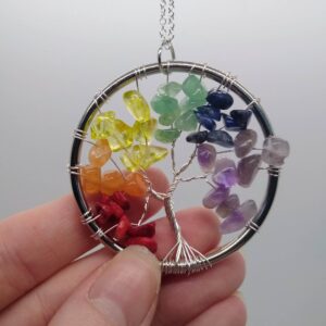 Assorted Crystal Chakra Tree of Life Statement Necklace