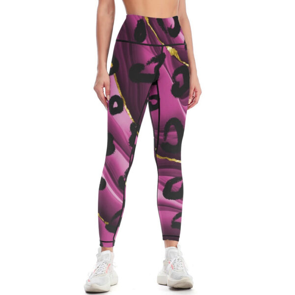 Animal Print Purple Women's Comfort Sports Yoga Pants - Image 6