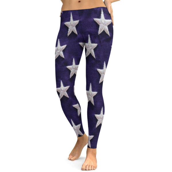 Flag Stars Soft Ladies Tight Yoga Pants - Image 7