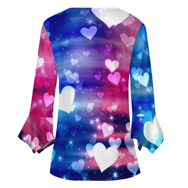 Hearts Print Ruffled Petal Sleeve Top - Image 2