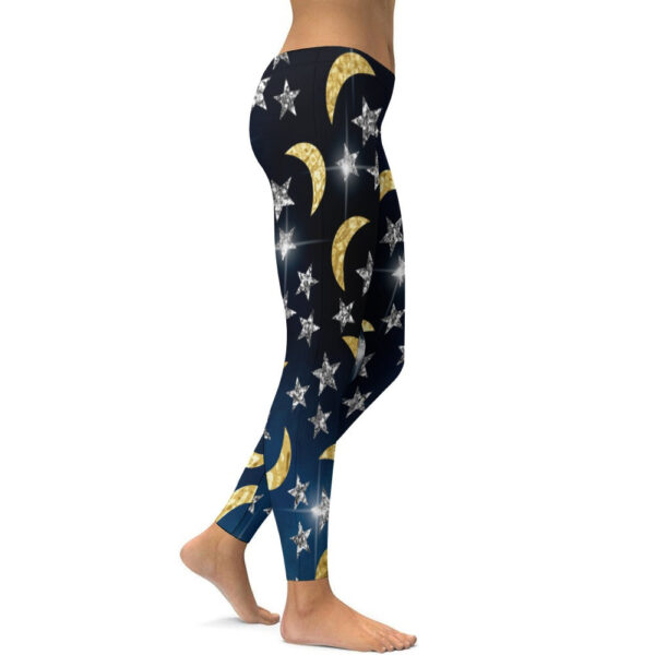 Moon and Stars Soft Ladies Tight Yoga Pants - Image 6