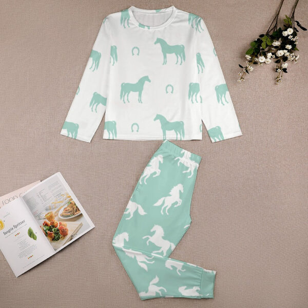 Lt Green Horses Girl's Pajama Set - Image 3
