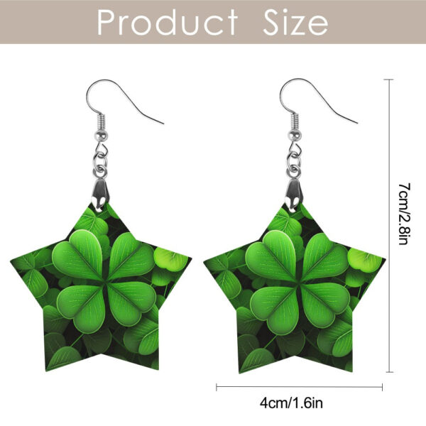 Wooden 4 Leaf Clover Earrings - Image 4