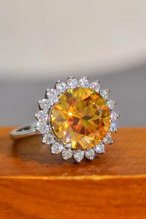 Sunflower 925 Sterling Silver 2 Carat Moissanite Ring - Image 2