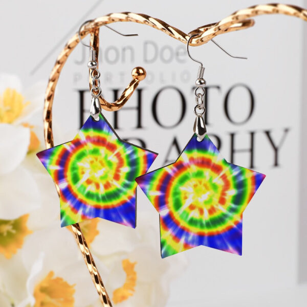 Wooden Tie Dye Swirl Earrings - Image 3