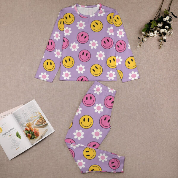 Purple Smiley Girl's Pajama Set - Image 2