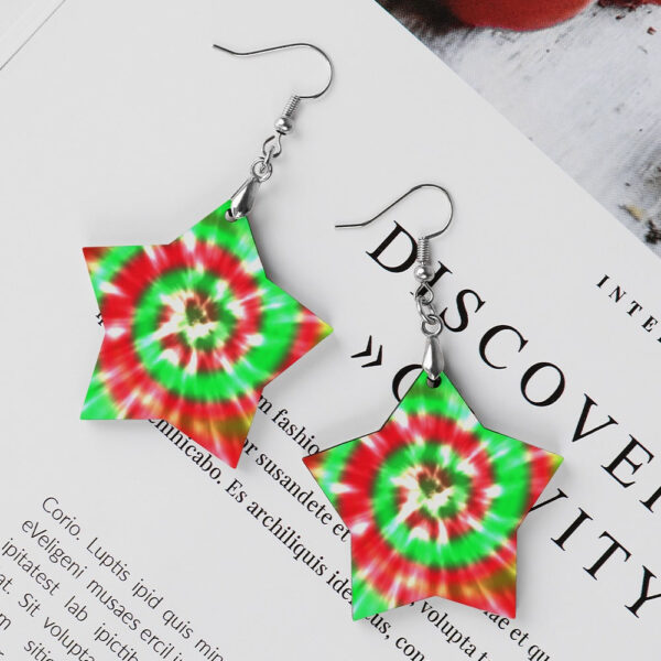 Wooden Tie Dye Swirl Earrings - Image 5