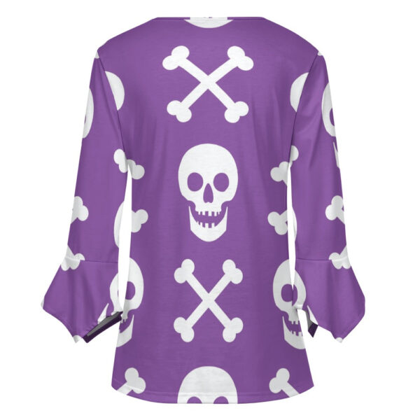 Purple Skulls Ruffled Petal Sleeve Top - Image 4