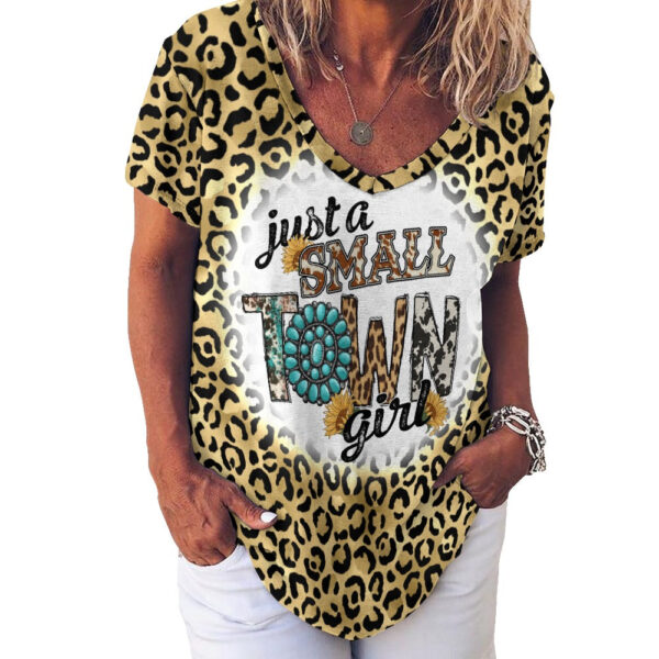 Western Small Town Girl V-Neck Loose Short Sleeve T-Shirt - Image 5