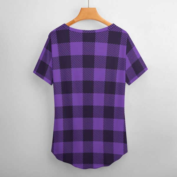 Buffalo Plaid  Creature of the Night V-Neck Loose Short Sleeve T-Shirt - Image 3