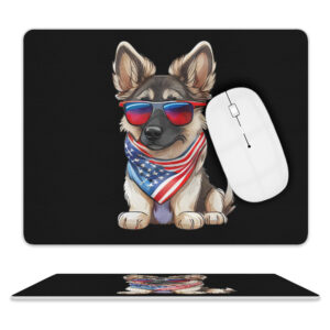 Patriotic German Shepherd Leather Mouse Pad