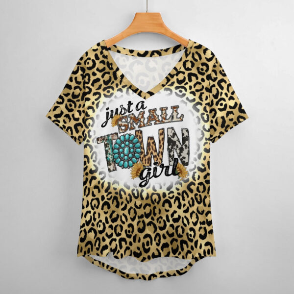 Western Small Town Girl V-Neck Loose Short Sleeve T-Shirt - Image 2