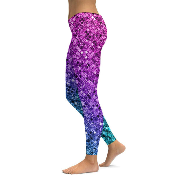 Ombre Glitter Soft Ladies Tight Yoga Pants - Image 6