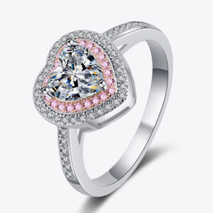 1 Carat Moissanite Heart 925 Sterling Silver Ring