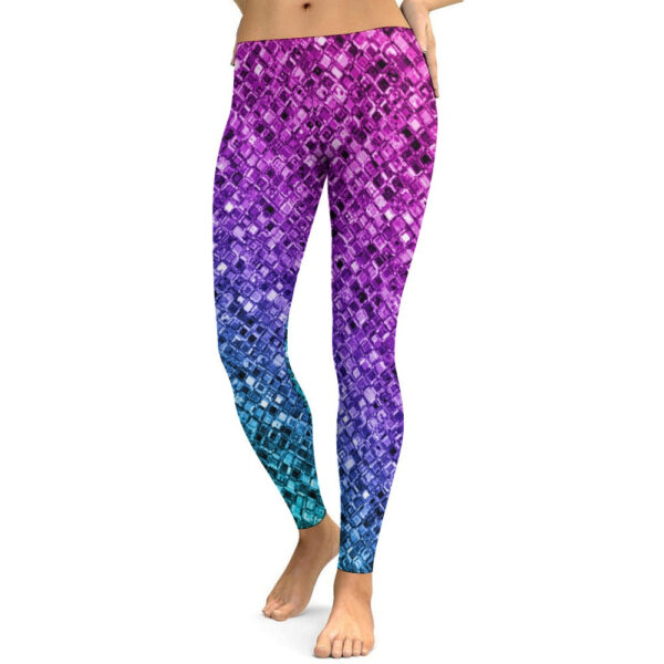 Ombre Glitter Soft Ladies Tight Yoga Pants - Image 4