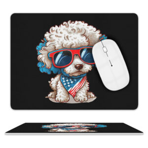 Patriotic Poodle Leather Mouse Pad