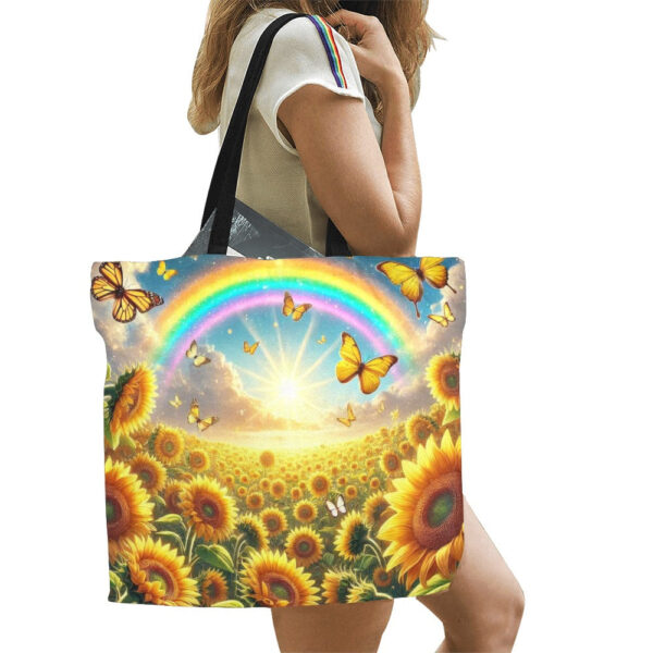 Sunflowers All Over Print Canvas Tote Bag - Large - Image 4