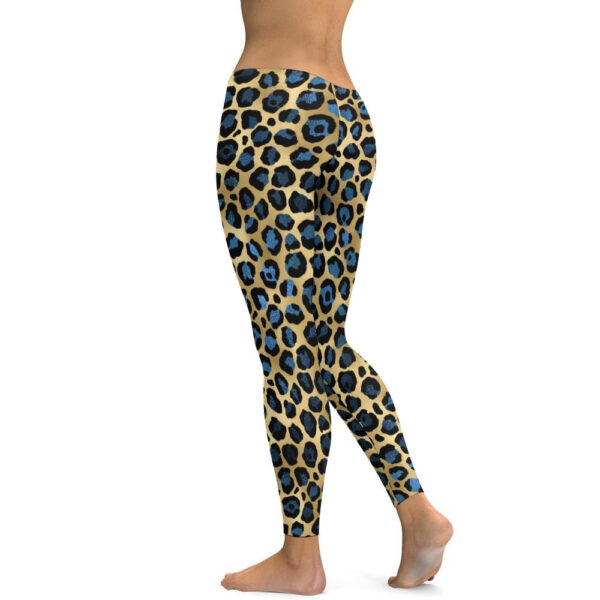 Blue Leopard Soft Ladies Tight Yoga Pants - Image 3
