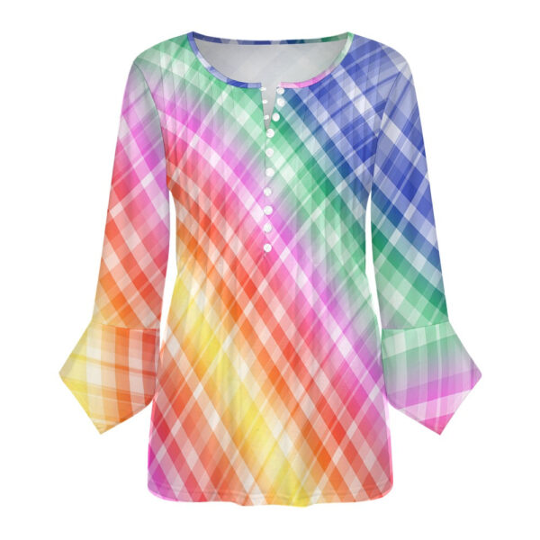 Rainbow Stripes Ruffled Petal Sleeve Top - Image 4