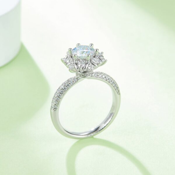 1 Carat Moissanite 925 Sterling Silver Flower Shape Ring - Image 3