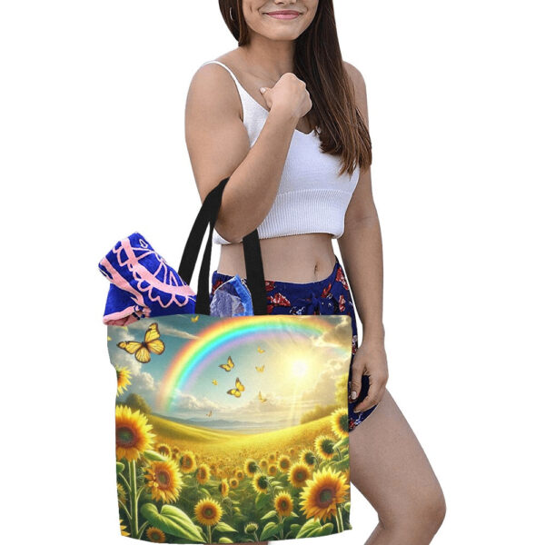 Sunflowers All Over Print Canvas Tote Bag - Large - Image 2