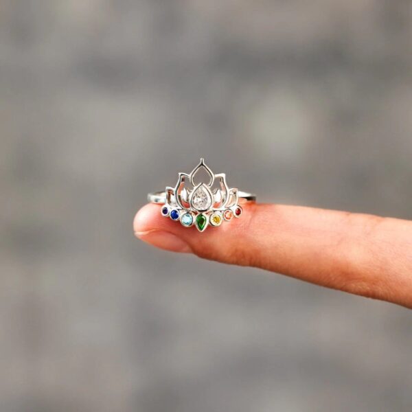Lotus Shape 925 Sterling Silver Inlaid Zircon Ring - Image 2