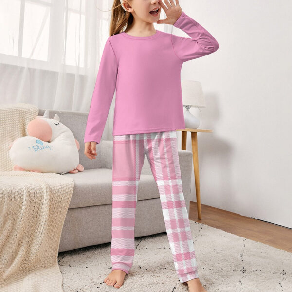 Pink Plaid Girl's Pajama Set - Image 2