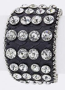 Encrusted Crystals Leather Cuff