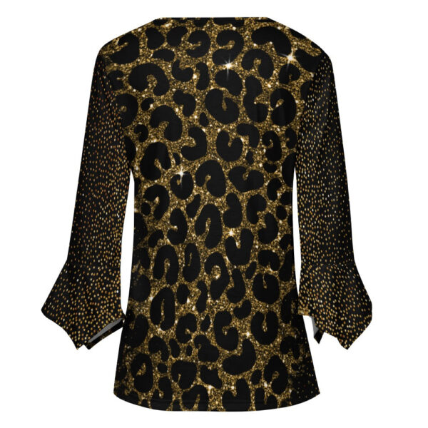 Glam Animal Print Ruffled Petal Sleeve Top - Image 4