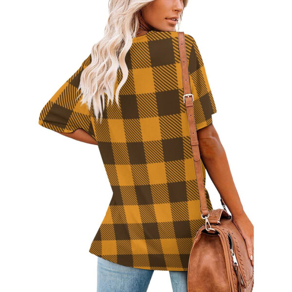 Buffalo Plaid  Faith Hope Love V-Neck Loose Short Sleeve T-Shirt - Image 4