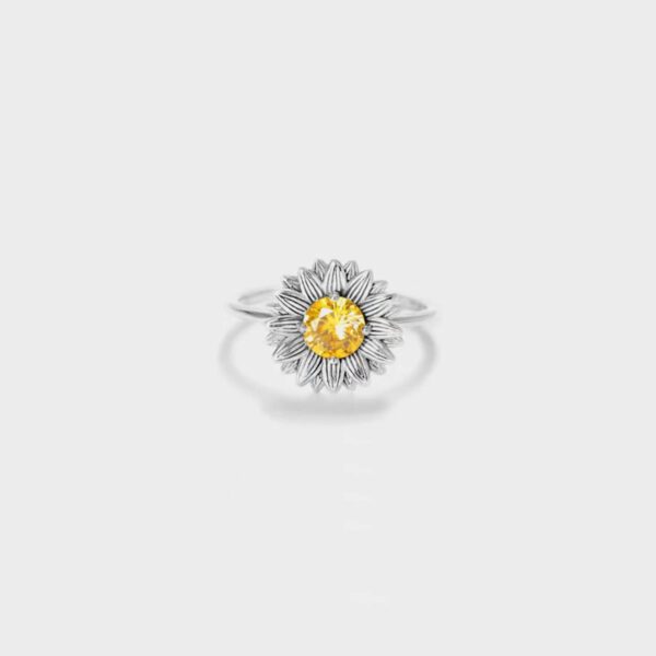 Sunflower Zircon 925 Sterling Silver Ring - Image 3