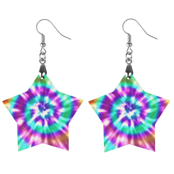 Wooden Tie Dye Swirl Earrings - Image 6