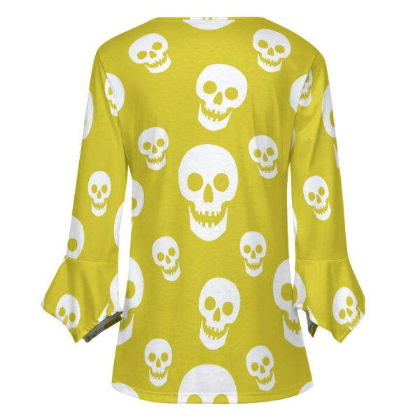 Yellow Skulls Ruffled Petal Sleeve Top - Image 4