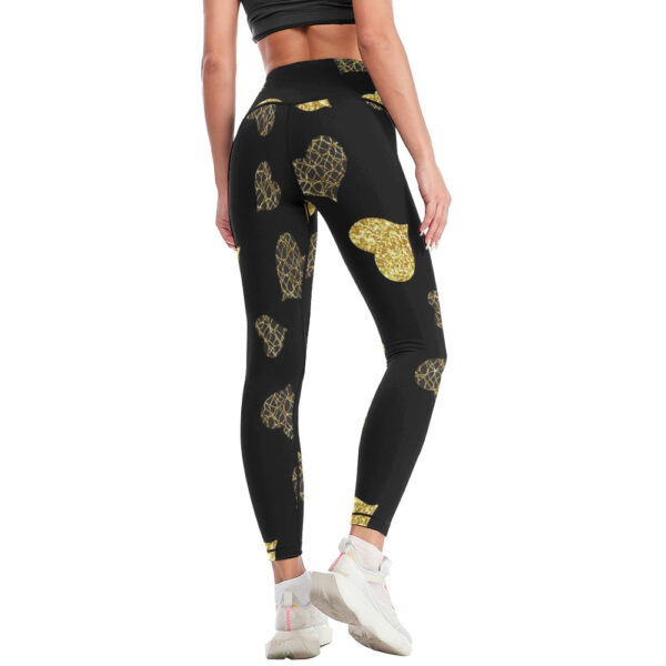 Women's Gold Hearts Comfort Sports Yoga Pants - Image 2