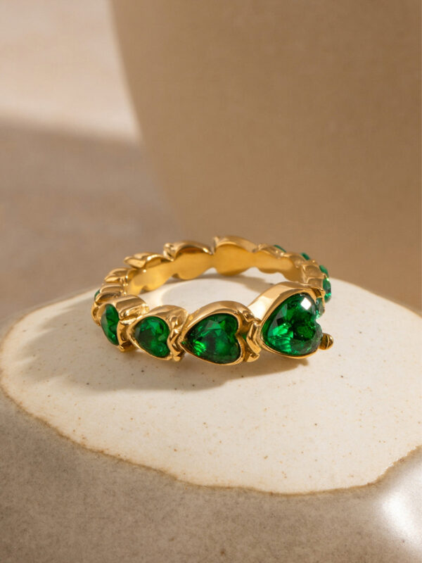 Stainless Steel Heart Rhinestone Ring - Image 5