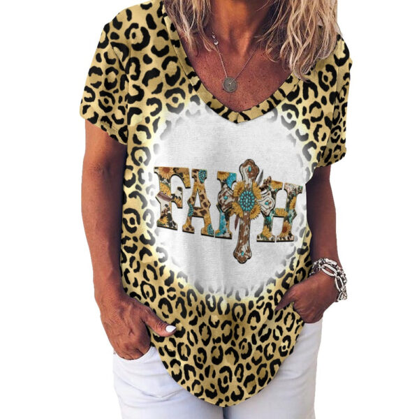 Western Faith Ladies V-Neck Loose Short Sleeve T-Shirt - Image 4