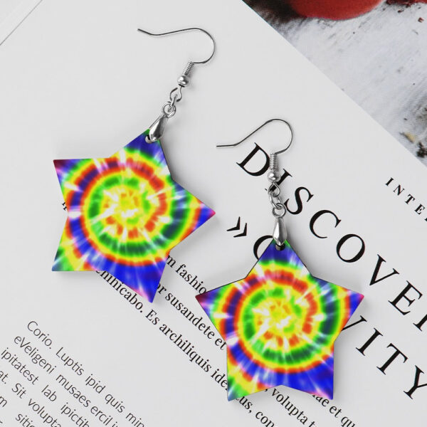 Wooden Tie Dye Swirl Earrings - Image 2