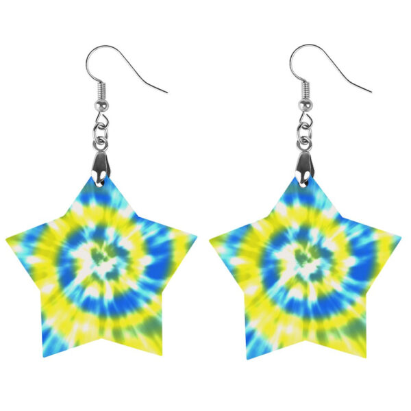 Wooden Tie Dye Swirl Earrings - Image 2