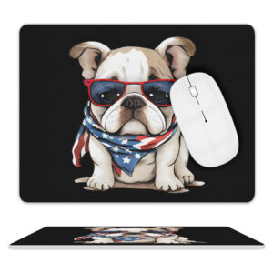 Patriotic Bulldog Leather Mouse Pad