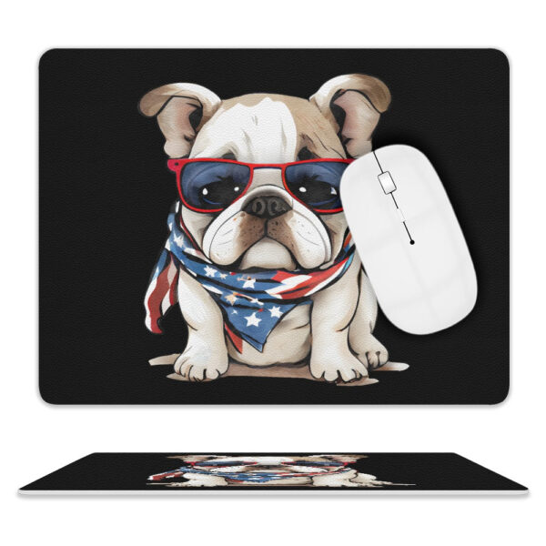 Patriotic Bulldog Leather Mouse Pad
