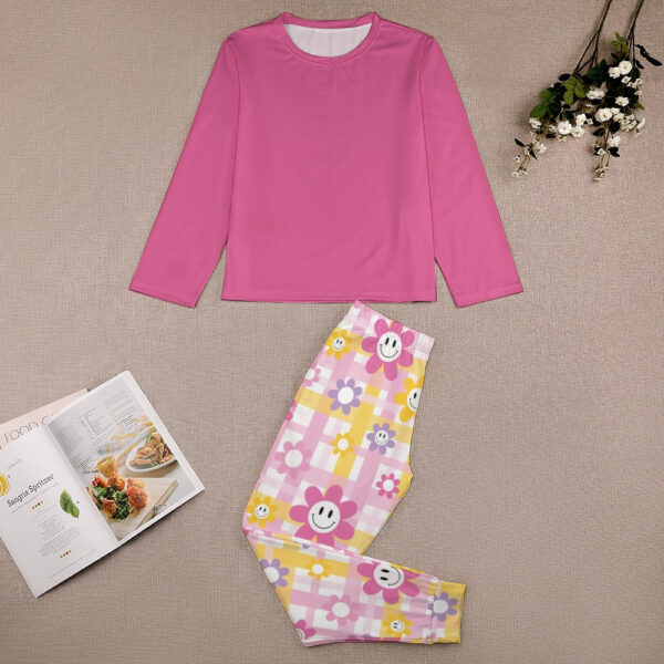 Deep Pink Flowers Girl's Pajama Set - Image 4