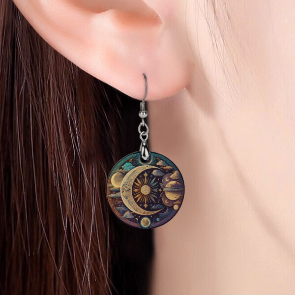 Wooden Celestial Earrings - Image 4
