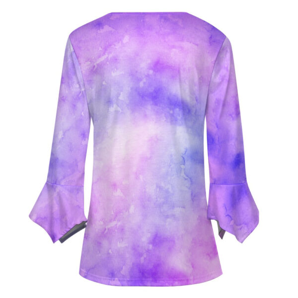 Purple Tie Dye Ruffled Petal Sleeve Top - Image 3