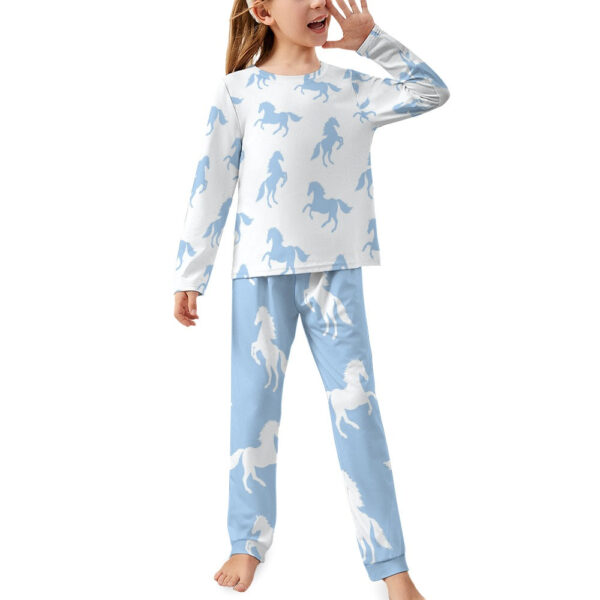 Lt Blue Horses Girl's Pajama Set - Image 3