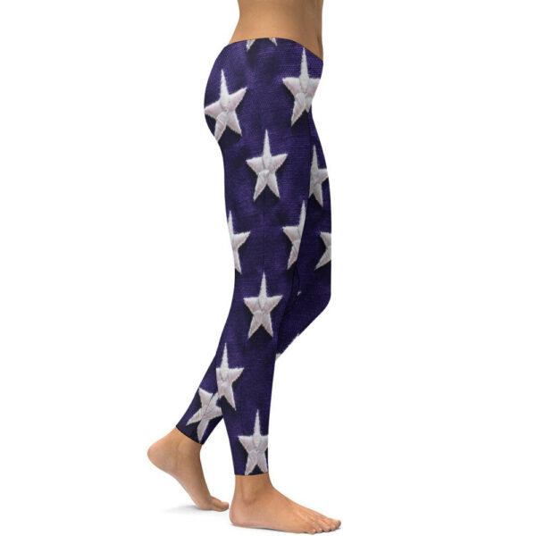 Flag Stars Soft Ladies Tight Yoga Pants - Image 2