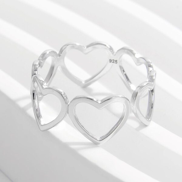 Hearts All Around 925 Sterling Silver Ring - Image 7