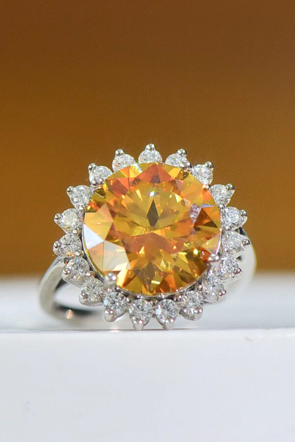Sunflower 925 Sterling Silver 2 Carat Moissanite Ring - Image 4