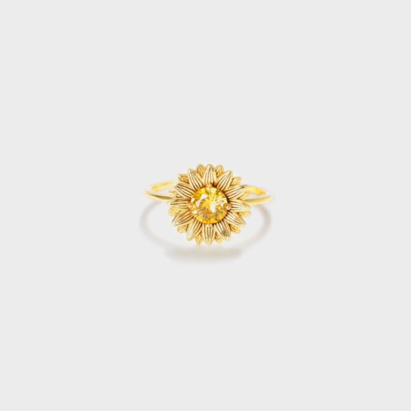 Sunflower Zircon 925 Sterling Silver Ring - Image 5