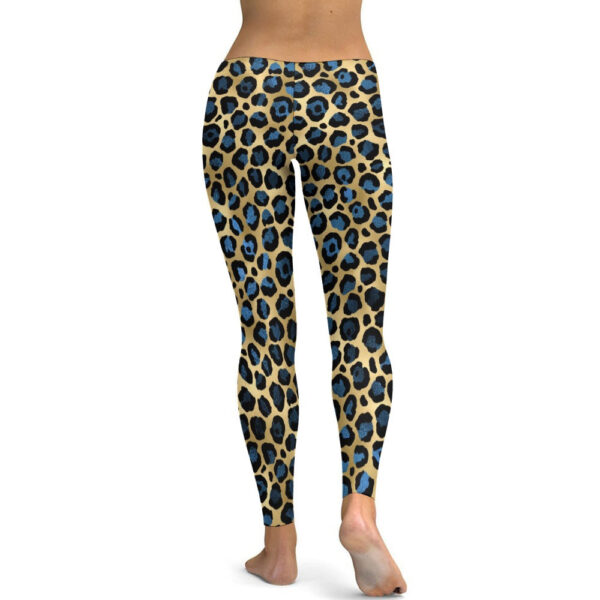 Blue Leopard Soft Ladies Tight Yoga Pants - Image 4